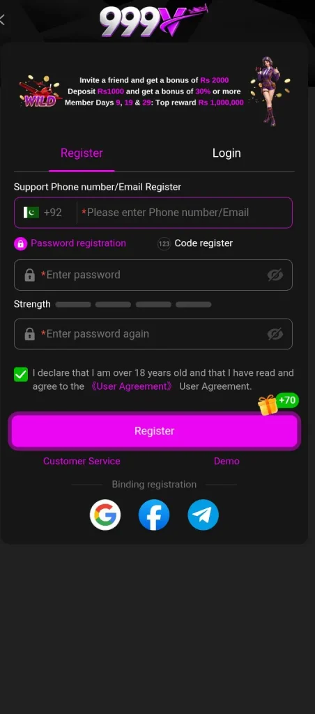 999V  Game Register